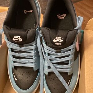 Nike SB Force 58 Black and Light Blue Sneakers